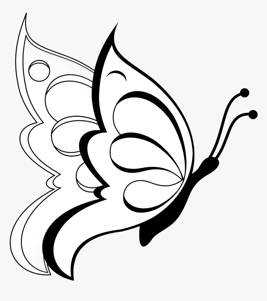 Cute Presents Png Black And White - Easy Beautiful Butterfly Drawing, Transparent Png, Free Download