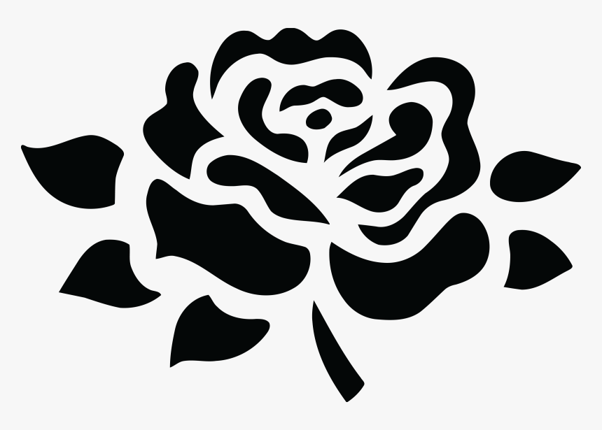 Free Clipart Of A Black And White Fully Bloomed Rose - Black And White Png, Transparent Png, Free Download