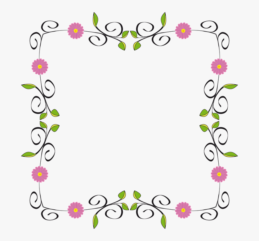 Floral, Flower, Flourish, Border, Frame, Abstract, - Clip Art Border Flowers, HD Png Download, Free Download