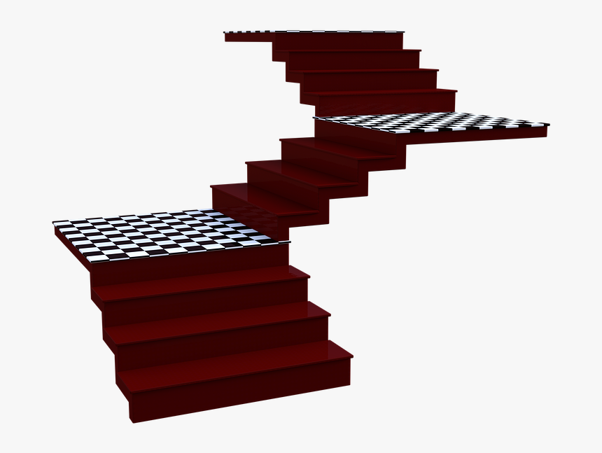 Stairs, 3d, Checkered, Steps, Red, Black, White, Walk - Transparent Checkerboard Floor Png, Png Download, Free Download