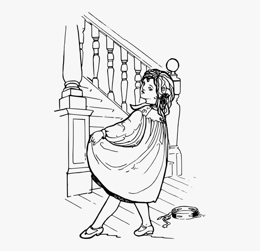 Art,shoe,monochrome - Girl Going Down Stairs Black And White Clipart, HD Png Download, Free Download