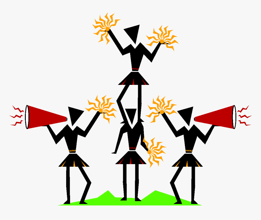 Cheerleader Clipart Tryout - 4 Cheerleaders Clip Art, HD Png Download, Free Download