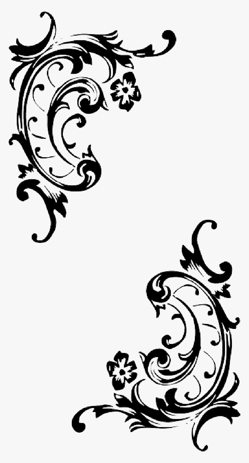 Baroque Pattern Style Flourish Corner Border Public - Simple Baroque Art Design, HD Png Download, Free Download