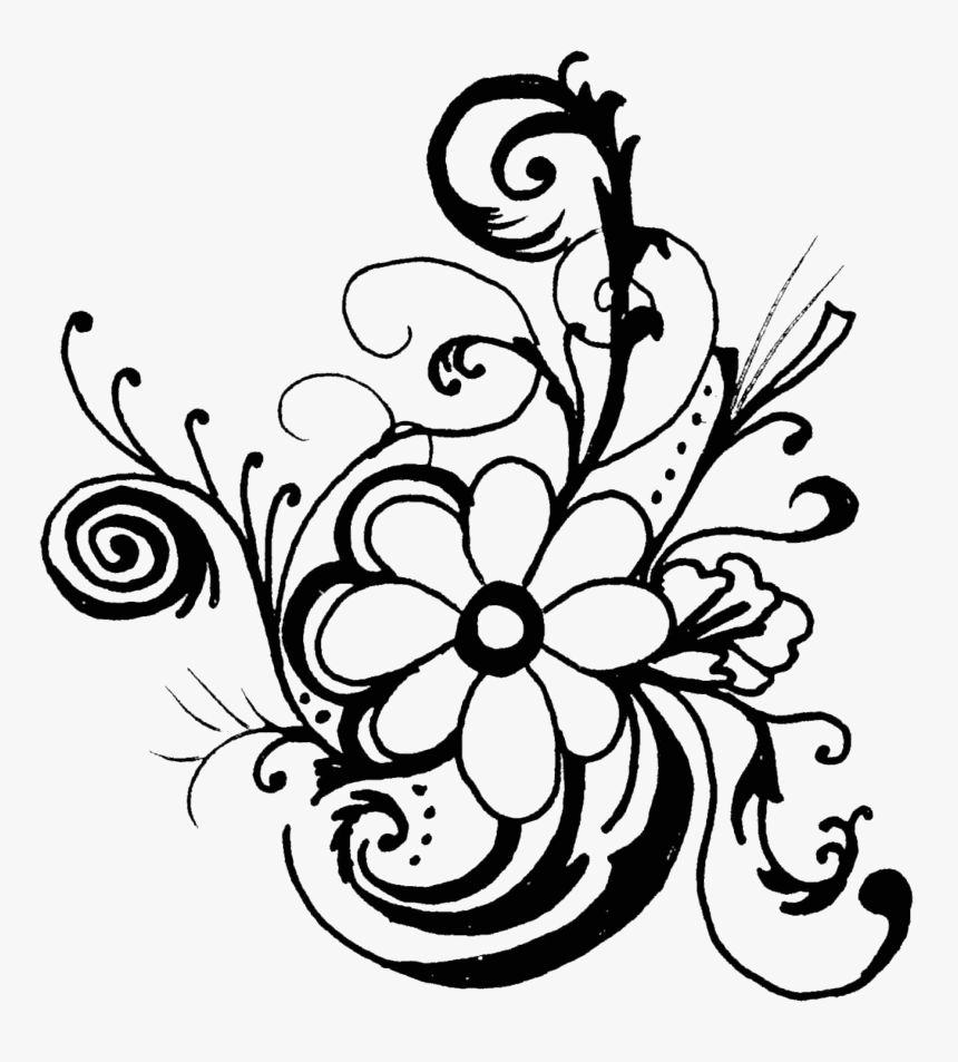 Flower Clipart Black And White, HD Png Download, Free Download