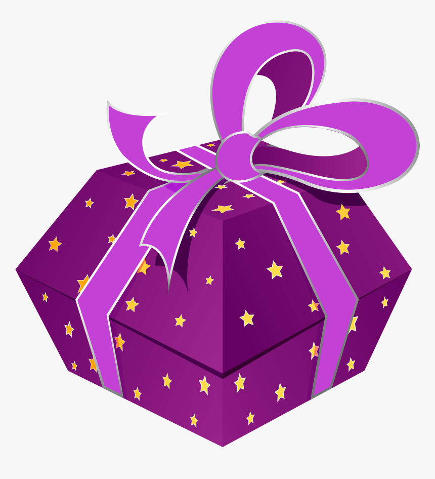 Purple Gift Box With Stars Png Clipart - Icono Regalo Morado Jpg, Transparent Png, Free Download