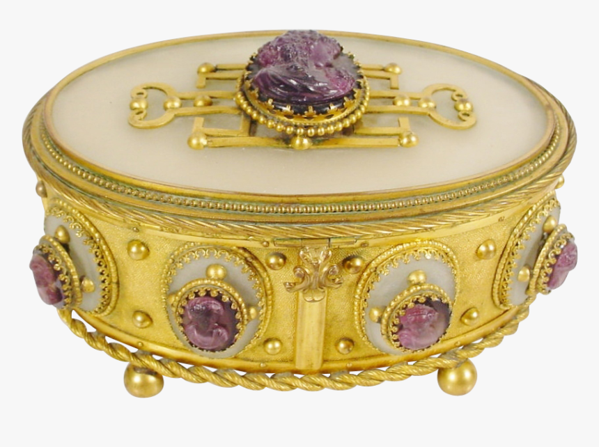 Antique French Purple Cameo Bronze Casket Hinged Box, HD Png Download, Free Download