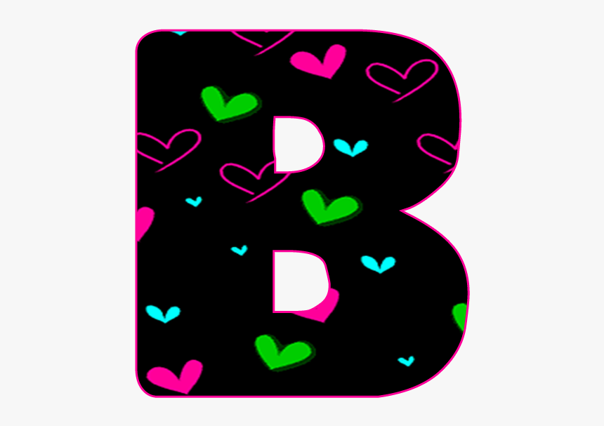 Abecedario Negro Con Corazones Neón - Abecedario Decorado Para Imprimir, HD Png Download, Free Download