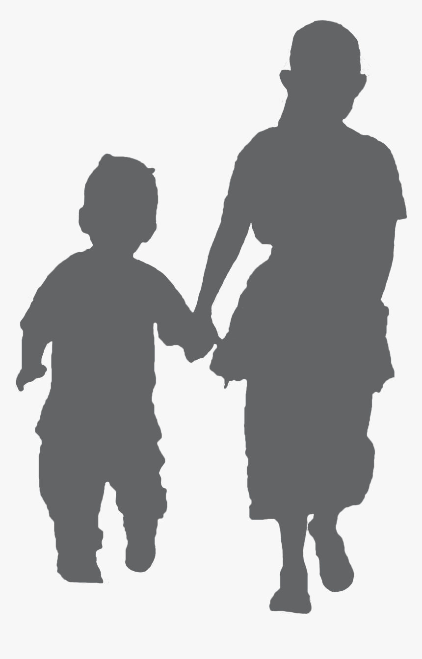 Two Kids Walking Holding Hands Grey - Kids Running Png, Transparent Png, Free Download