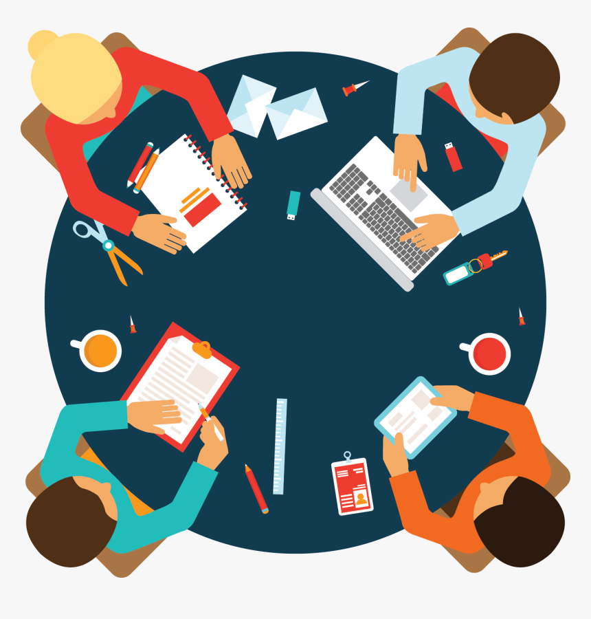 Graphic With Table And Four People Sitting Around It - Meeting Clipart, HD Png Download, Free Download