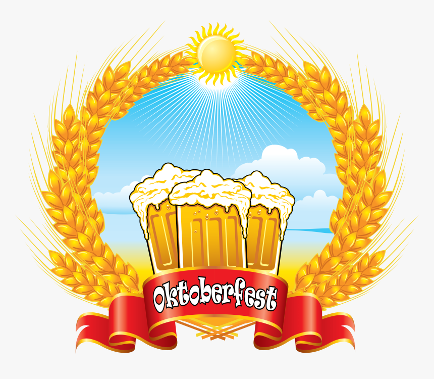 Oktoberfest Red Banner With Beer Mugs And Wheat Png - Lake Mission Viejo Oktoberfest, Transparent Png, Free Download