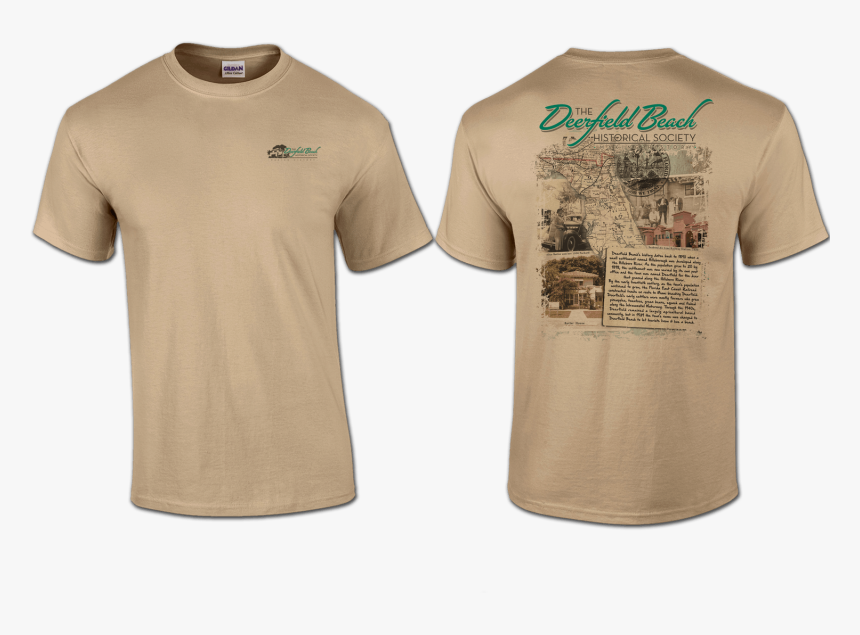 Deerfield Beach Historical Society - Khaki T Shirt Front And Back, HD Png Download, Free Download