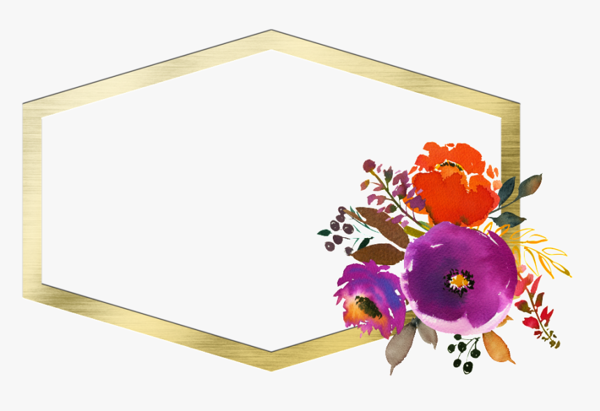 Transparent House Frame Png - Orange And Purple Watercolor Floral, Png Download, Free Download