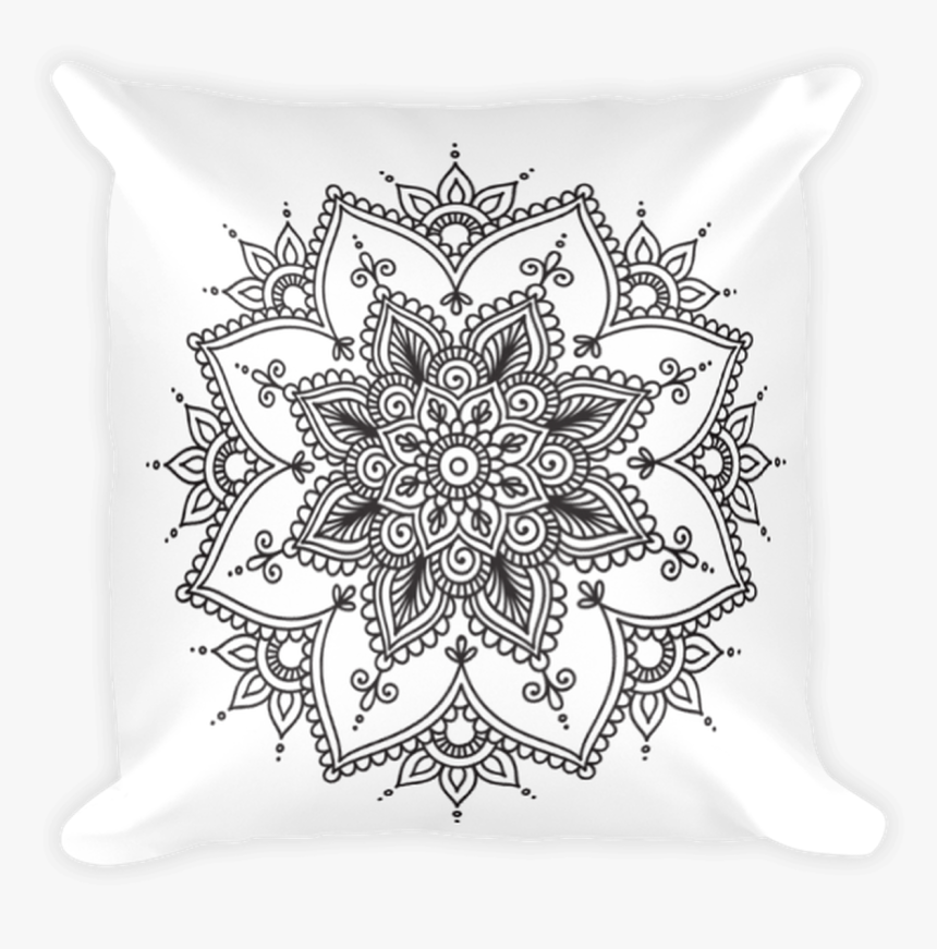 Blsck Henna Design Square Pillow - Floral Mandala, HD Png Download, Free Download
