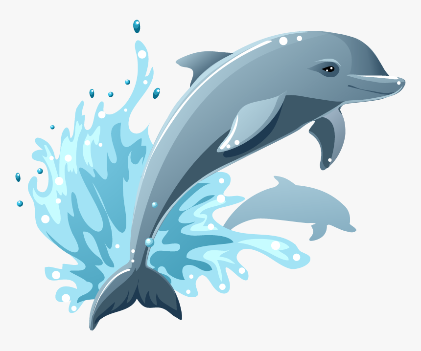 Dolphin Png Free Pic - Cartoon Dolphin Jumping Out Of Water, Transparent Png, Free Download