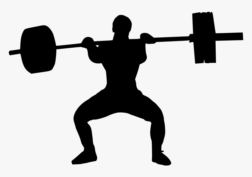 Squat Vector Transparent - Man Lifting Weights Silhouette, HD Png Download, Free Download