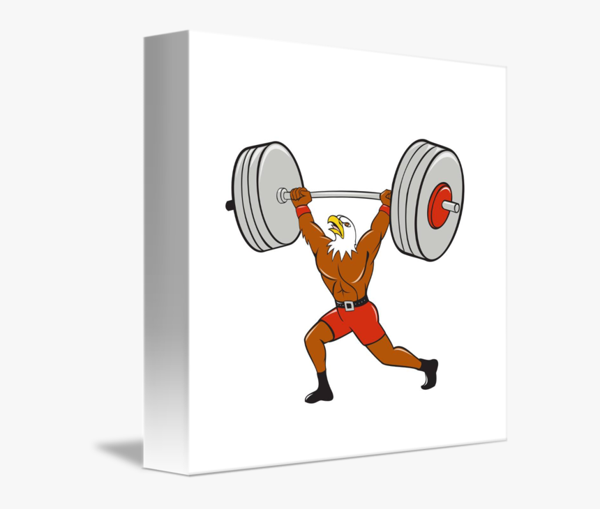 Clip Art Bald Eagle Weightlifter Lifting - Weightlifter Cartoon Eagle, HD Png Download, Free Download