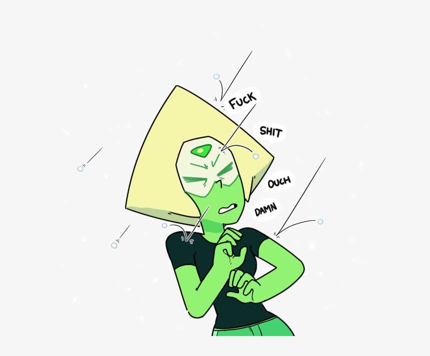Fuck Shit Ouch Damn Green Yellow Cartoon Text Head - Peridot Su Transparent, HD Png Download, Free Download