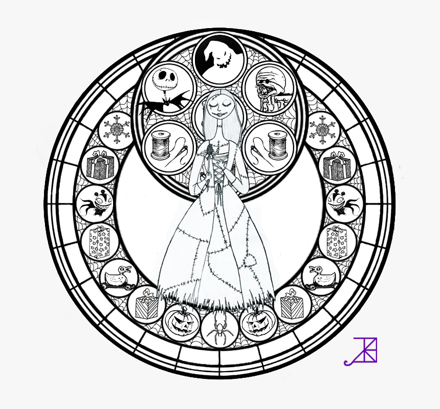 Jack Frost Stained Glass Coloring Page By Akili-amethyst - Cute Nightmare Before Christmas Coloring Pages, HD Png Download, Free Download