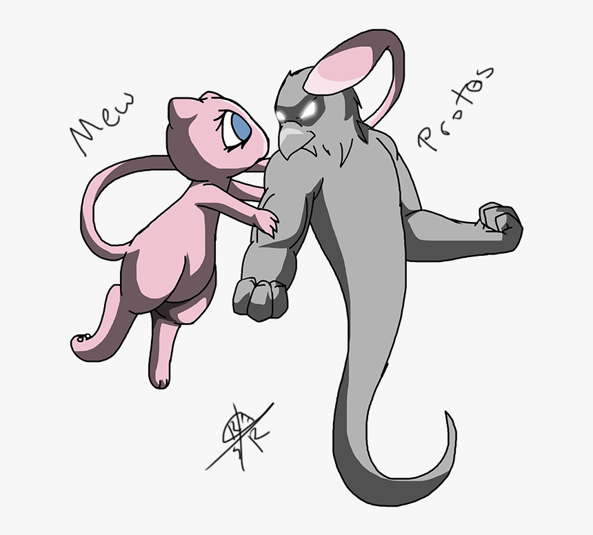 Protos [ord] And Mew [pokemon] - Cartoon, HD Png Download, Free Download