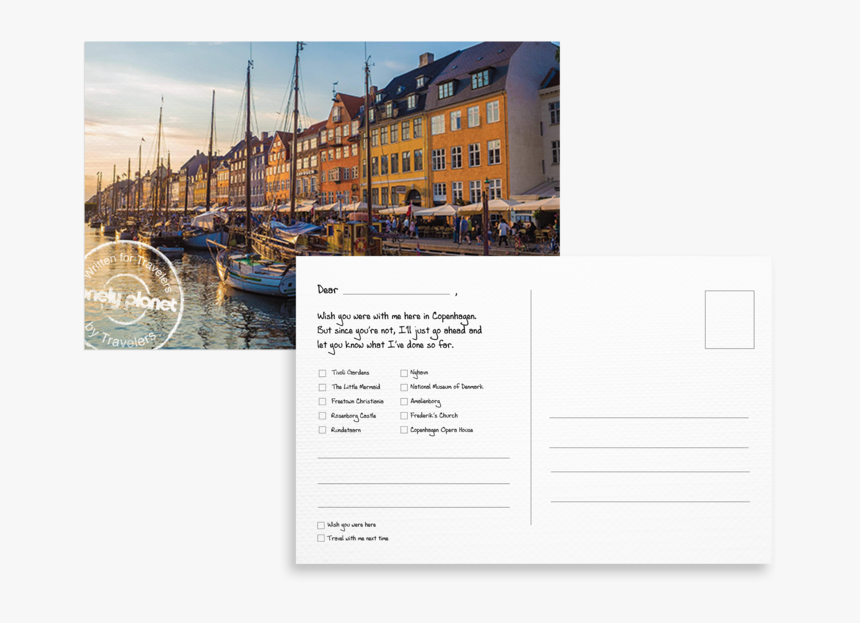 Lonely Planet Copenhagen A6 Flyer Postcard Mock-up - Nyhavn, HD Png Download, Free Download