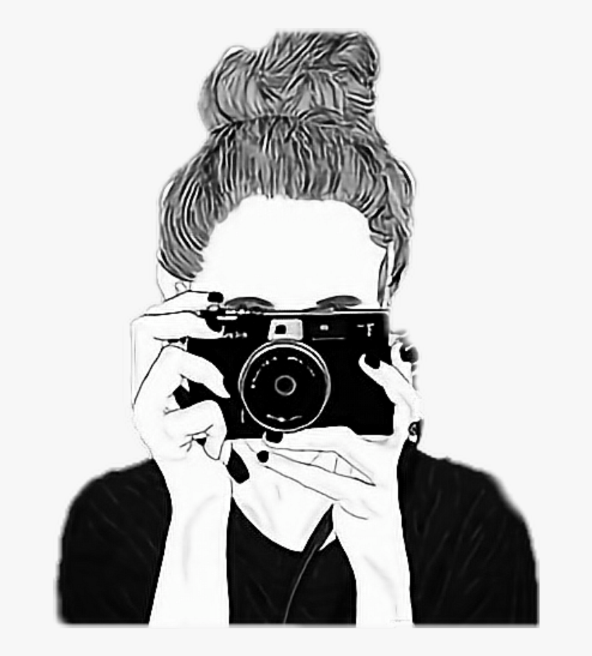 #girl #interesting #art #power #camera #photo #tumblr - Girl With A Camera Drawing, HD Png Download, Free Download