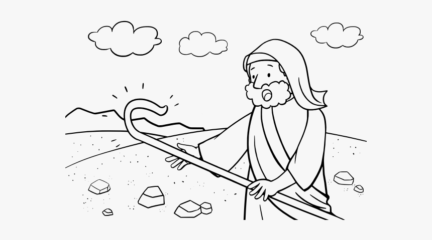 Moses In His Rope - Moses Staff Serpent Coloring Page, HD Png Download, Free Download