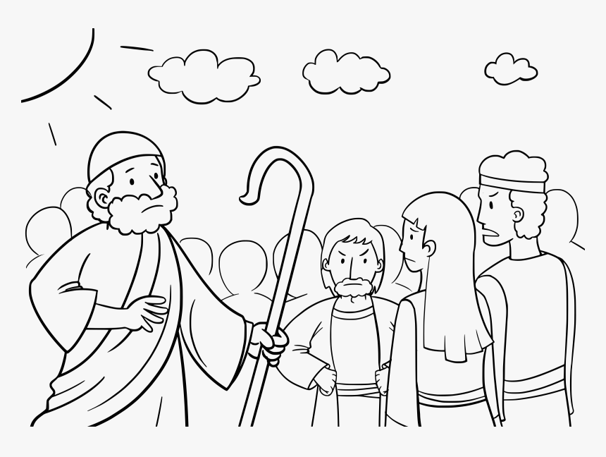 Moses And People Coloring Pages - Moses And The Burning Bush Coloring Page, HD Png Download, Free Download