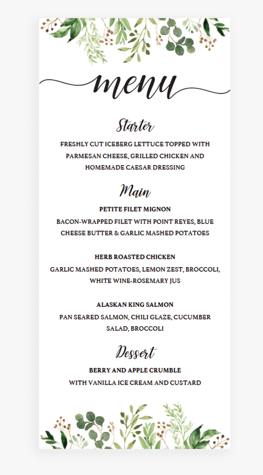 Dinner Menu Template Free from www.kindpng.com