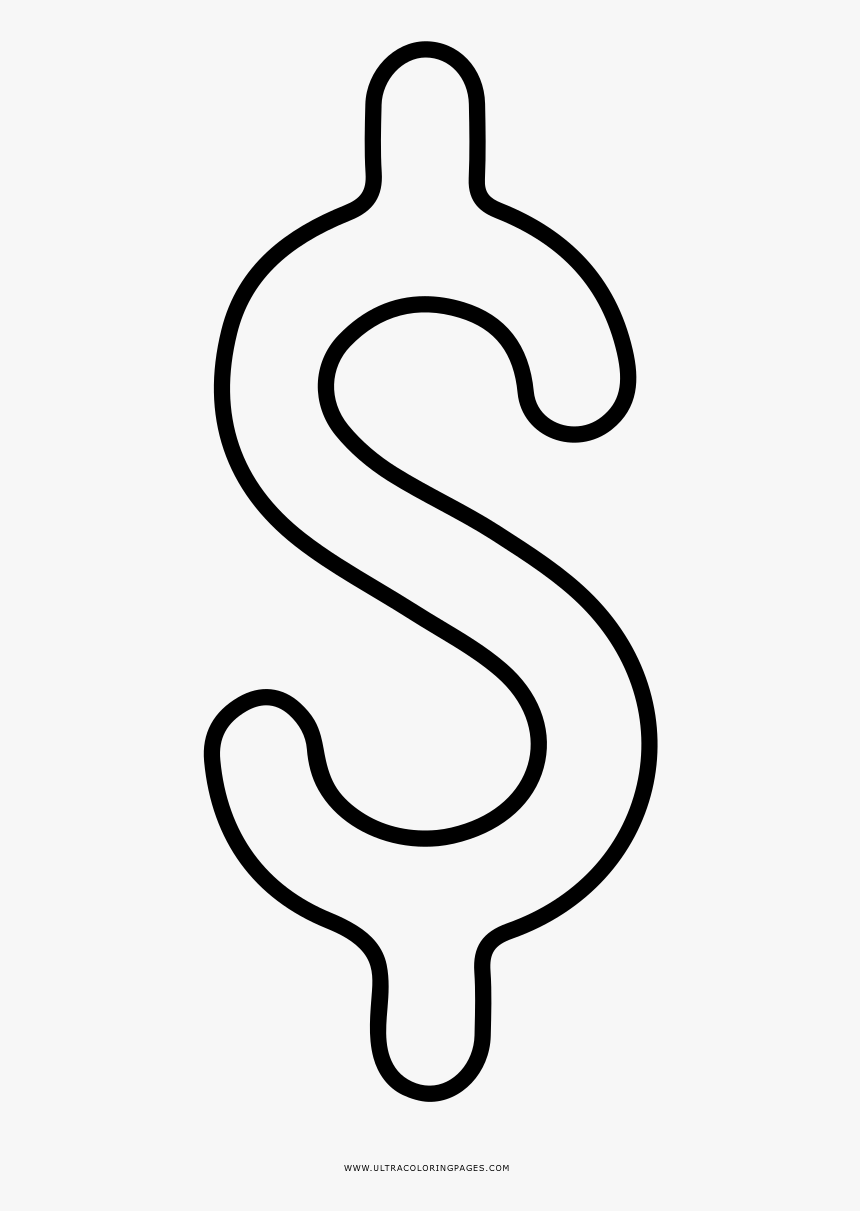 Money Symbol Coloring Page - Line Art, HD Png Download, Free Download