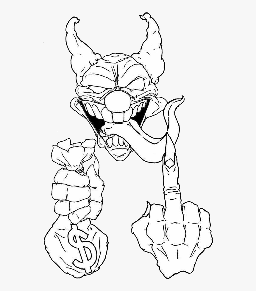 #clown #palhaço #dinheiro #money #cash #fuck #fuckyou - Scary Drawings Easy Clown, HD Png Download, Free Download
