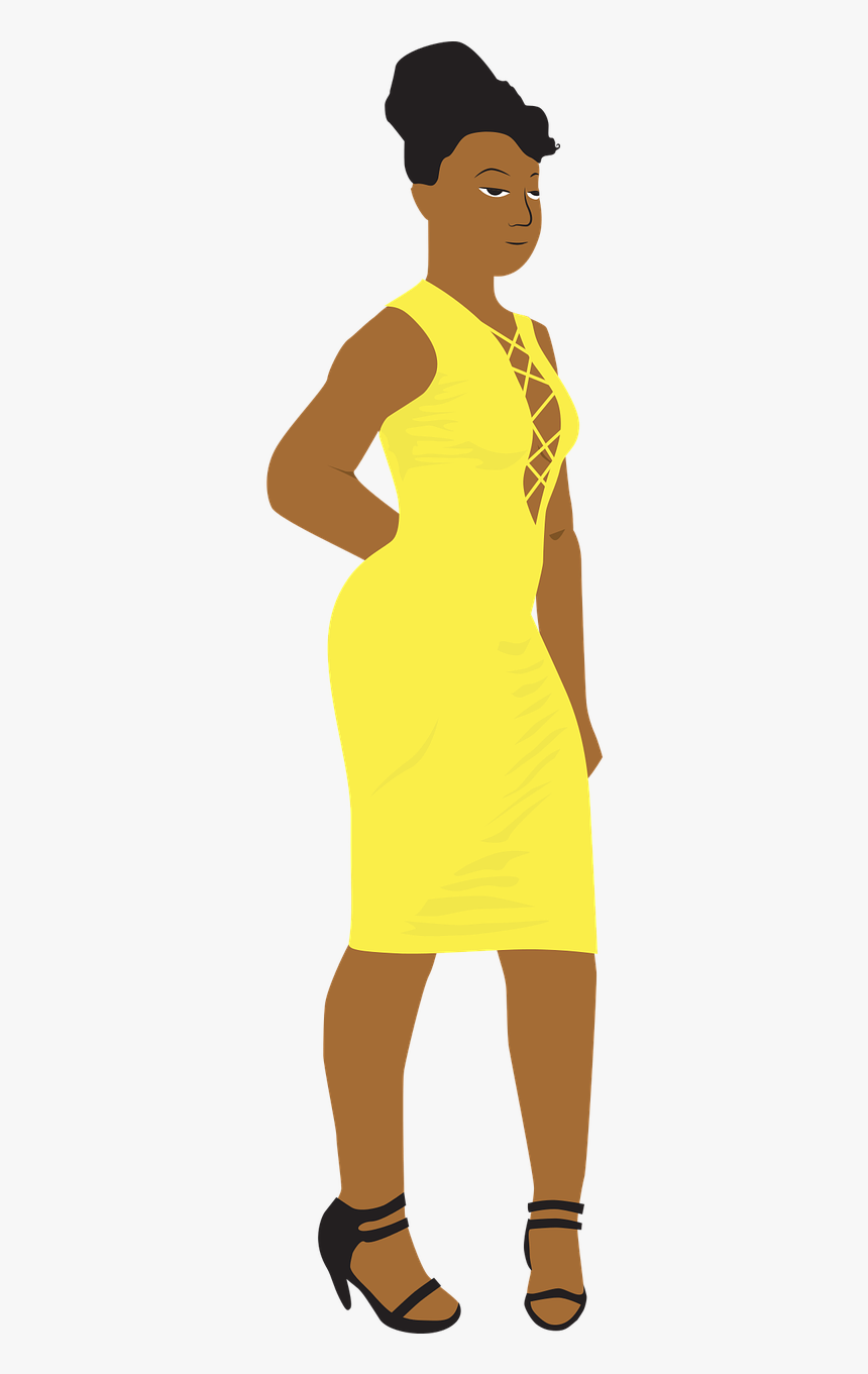 Black Woman In A Yellow Dress Sexy Woman Svg File - Day Dress, HD Png Download, Free Download