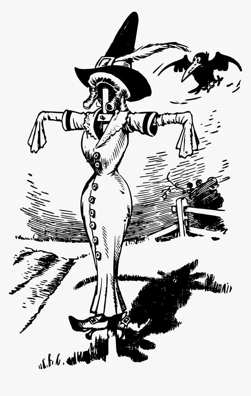 Scarecrow Transparent Lady - Women Scarecrow Black And White Clipart, HD Png Download, Free Download