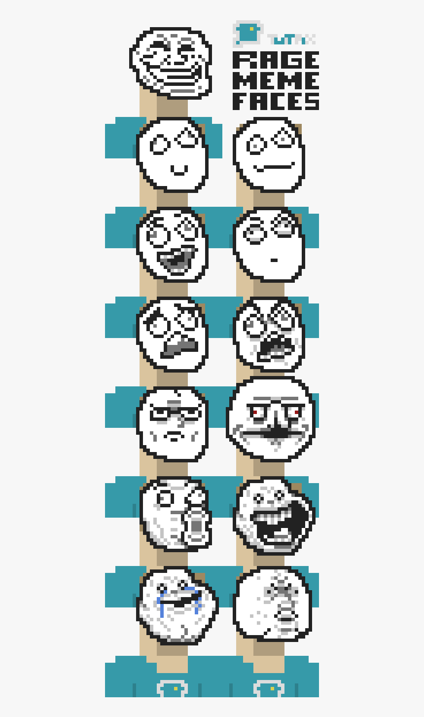 Meme Troll Face Pixel Art , Png Download - Meme Faces, Transparent Png, Free Download