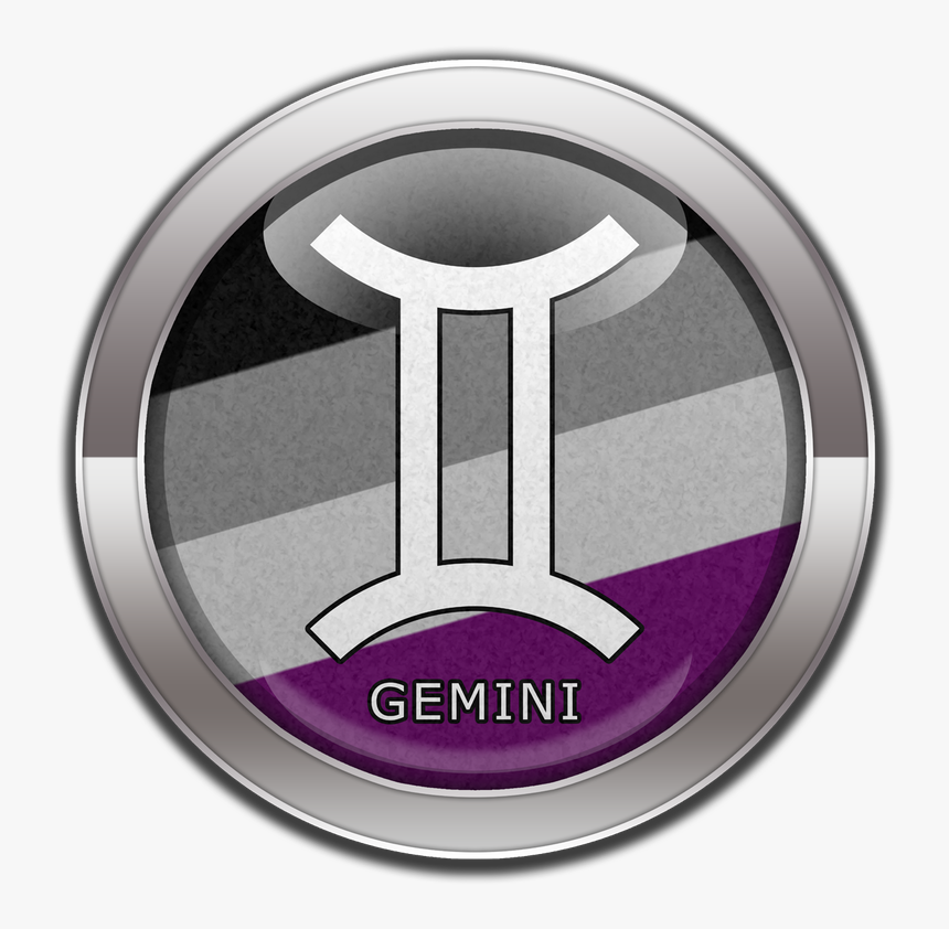 Gemini Horoscope Symbol On Round Asexual Pride Flag - Asexual Scorpio, HD Png Download, Free Download
