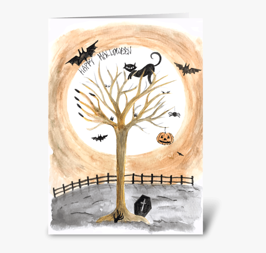 Happy Halloween Greeting Card - Illustration, HD Png Download, Free Download