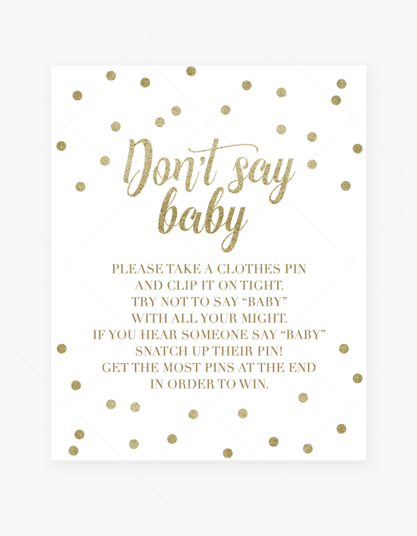 Dont Say Baby Clothespin Game For Neutral Baby Shower - Paper, HD Png Download, Free Download