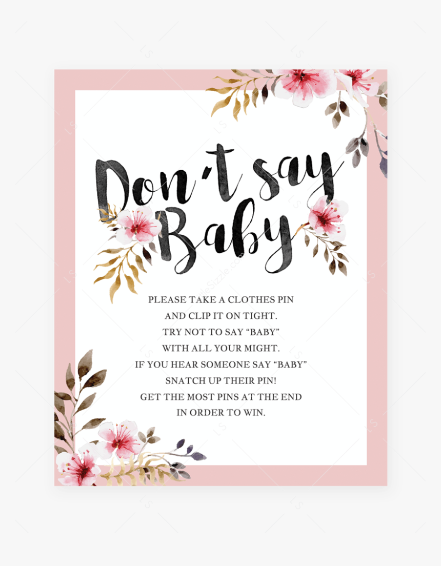 Dont Say Baby Shower Game For Girls Instructions Table - Baby Shower Printable Predictions, HD Png Download, Free Download