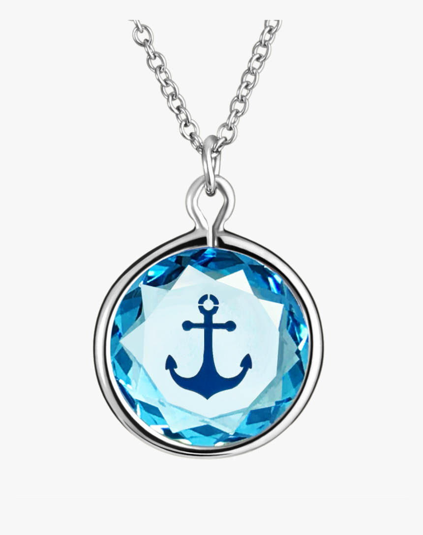 Anchor Pendant In Blue Swarovski Crystal With Dark - Necklace, HD Png Download, Free Download