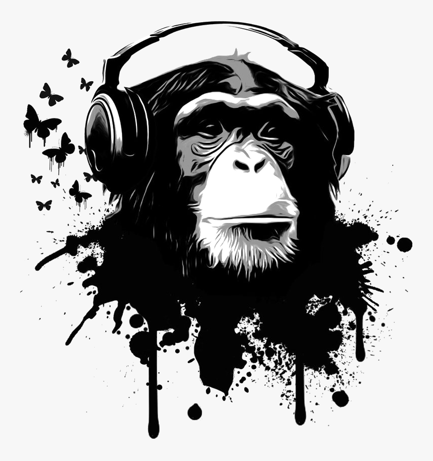 Pacific-dark - Monkey Black And White Art, HD Png Download, Free Download
