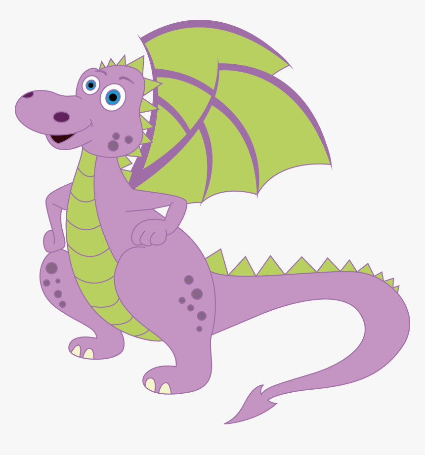 Cartoon Clip Art - Green And Purple Dinosaur Cartoon, HD Png Download, Free Download