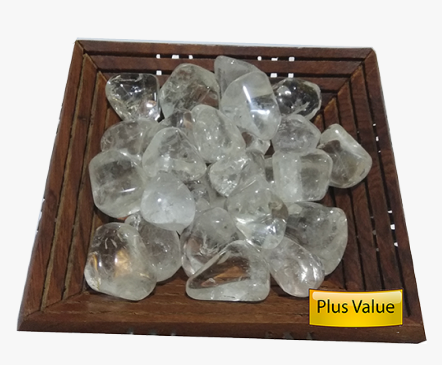 Natural Crystal Quartz Pebbles In Beautiful Wooden - Crystal, HD Png Download, Free Download