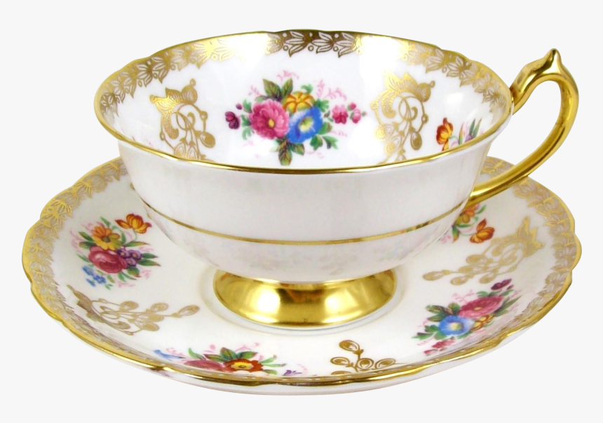 China Floral Tea Cups - Floral Tea Cups Golden, HD Png Download, Free Download