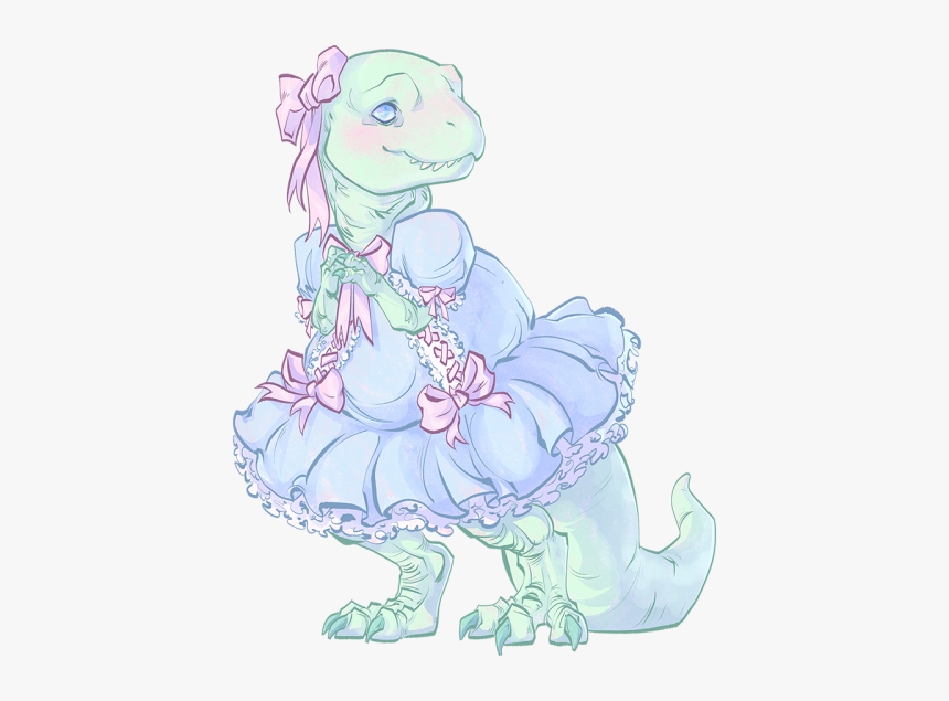 Illustration Art Kawaii Dinosaur Pastel Digital Art - Kawaii Pastel Dinosaur, HD Png Download, Free Download