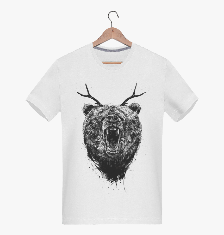 T-shirt Homme 180g Angry Bear With Antlers Par Balàzs - Bear With Antlers, HD Png Download, Free Download