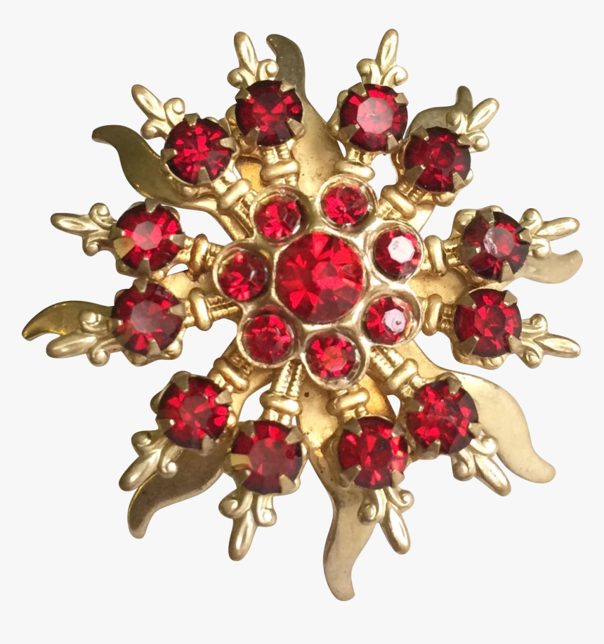 Vintage Red Rhinestone Starburst Brooch Found At Www - Pendant, HD Png Download, Free Download