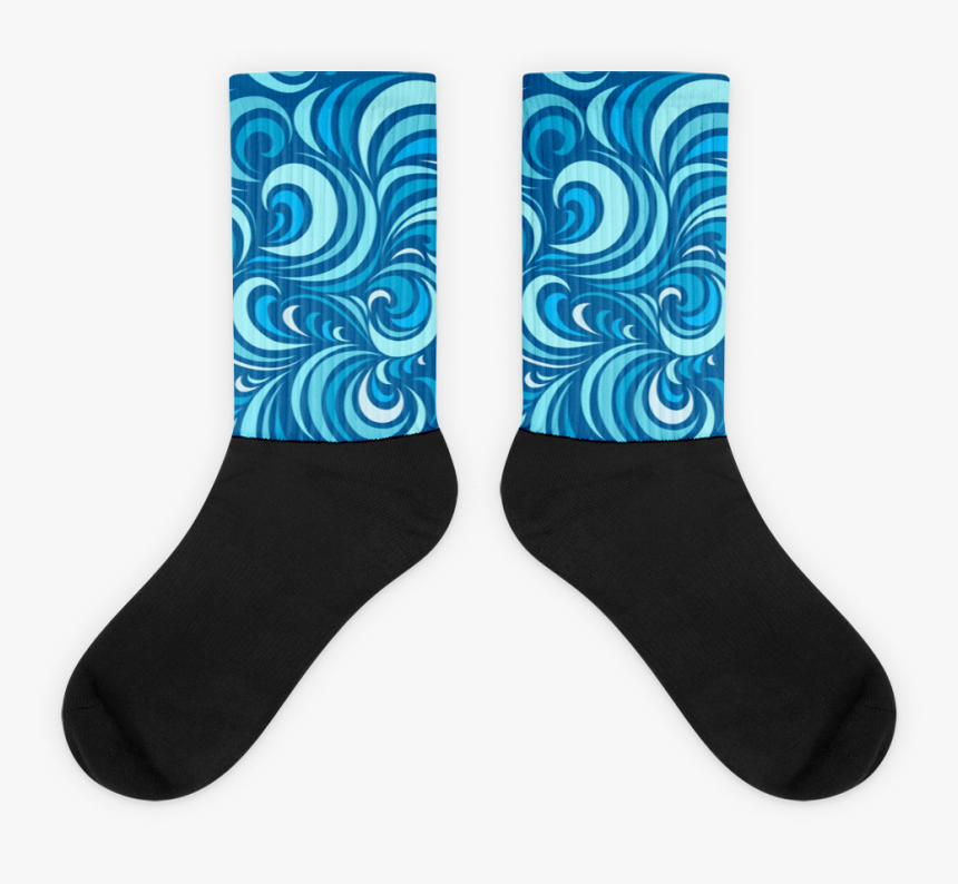 Chocolate Ancestor, Llc- Blue Swirl Black Foot Socks - Sock, HD Png Download, Free Download