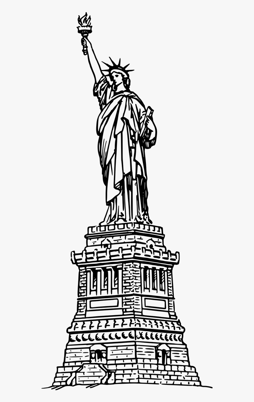 York,statue,stuff,united States,usa,free Vector Graphics,free - Printable Statue Of Liberty Coloring Page, HD Png Download, Free Download