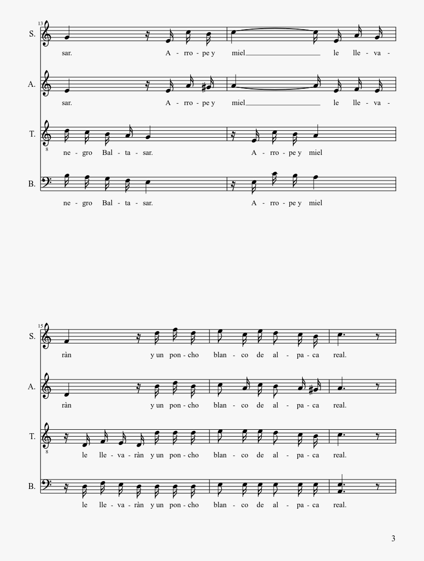 Los Reyes Magos Sheet Music Composed By Ariel Ramirez - Twinkle Twinkle Little Stars Choir, HD Png Download, Free Download