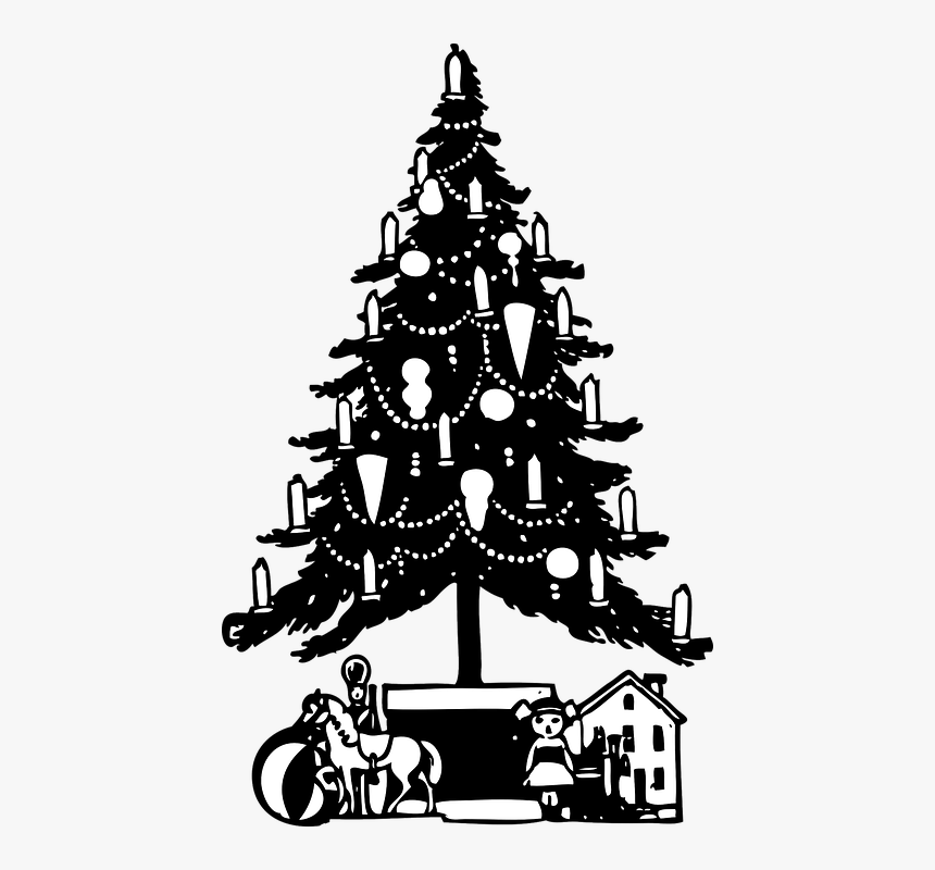 Vintage Christmas Tree Art, HD Png Download, Free Download