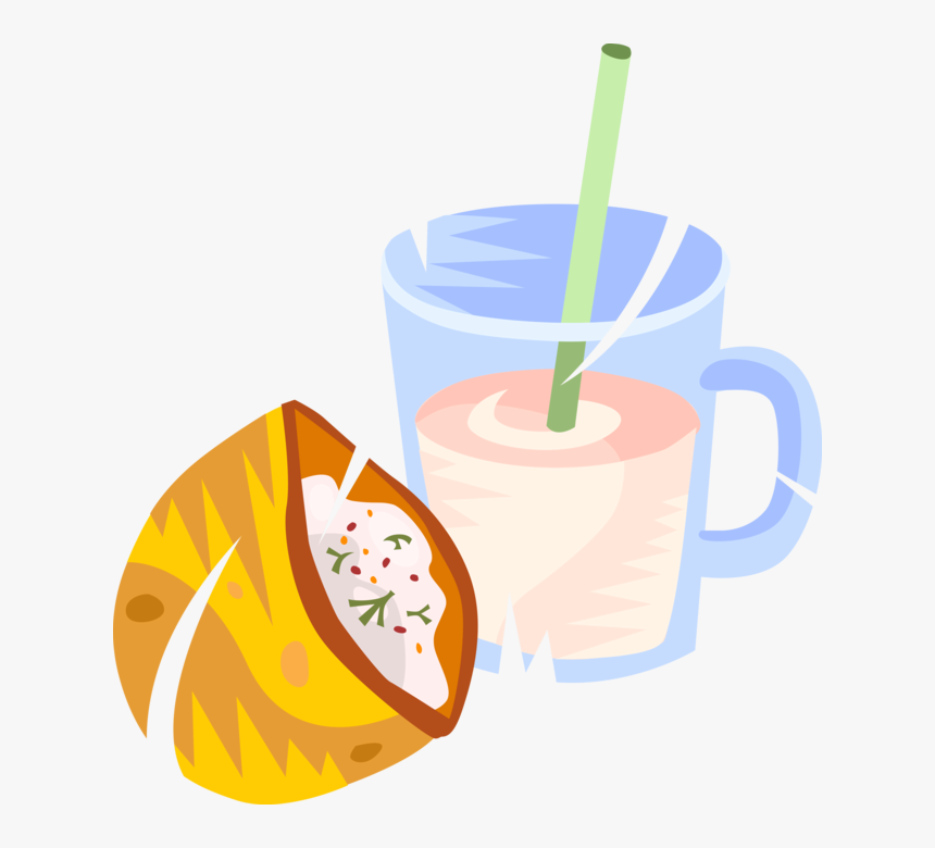 Vector Illustration Of Pocket Sandwich And Glass Of, HD Png Download, Free Download